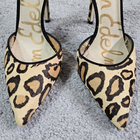 Sam Edelman Delilah Genuine Calf Hair Leopard Print D'Orsay Pointed Toe Pumps - Picture 4 of 12